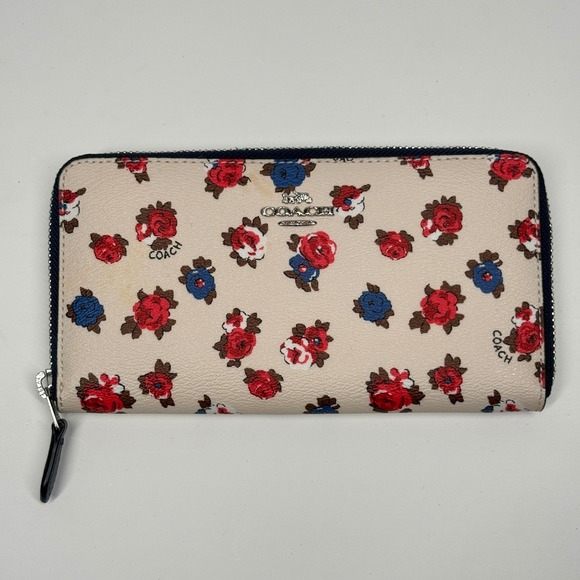 Coach Handbags - Coach Tea Rose Accordion Wallet Floral Coated Canvas Zip Around Coin Pocket